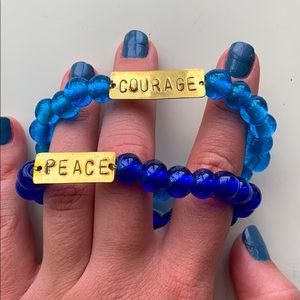 Positive Affirmations Glass Beaded Bracelets- Blue